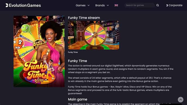 Printscreen Evolution Games Funky Time Live Explanation