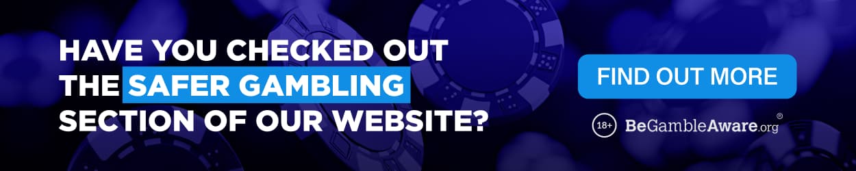 Blue-toned banner with white text promoting the Safer Gambling section of the website