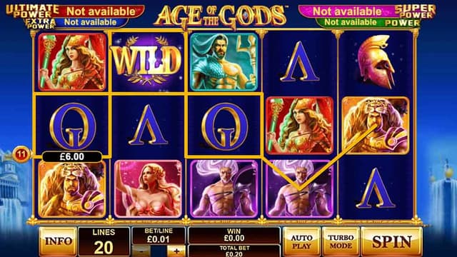 Printscreen Of The Slot Age of The Gods Winning Line