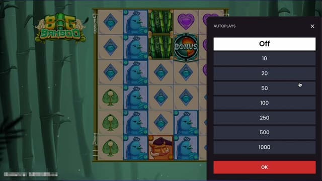Printscreen of Big Bamboo Slot Autoplay Options