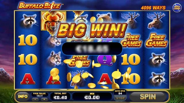 Printscreen of Buffalo Blitz Slot Big Win