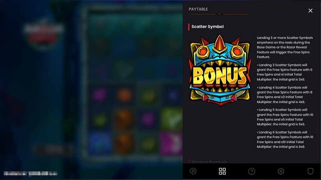 Printscreen of Razor Ways Slot Bonus