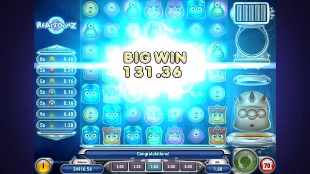 Printscreen of Reactoonz Big Win