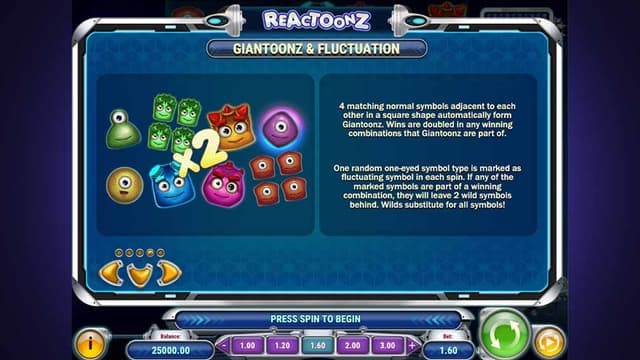 Printscreen of Reactoonz Giantoonz and Fluctuations