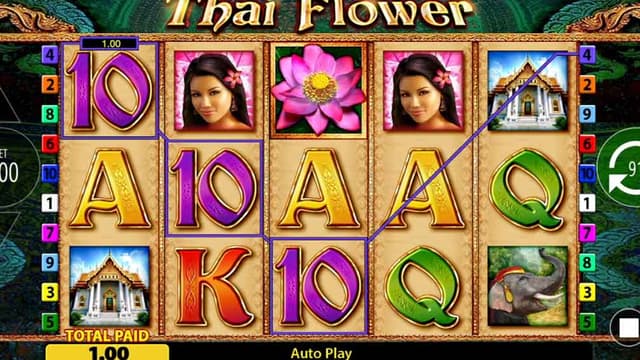 Printscreen of Thai Flower slot gameplay